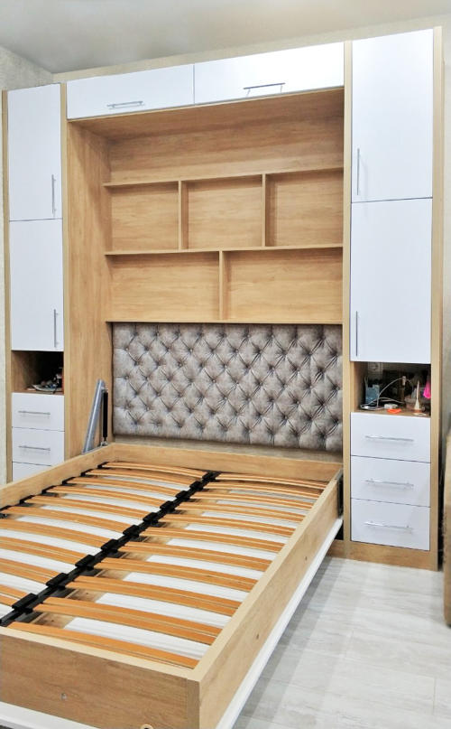 Шкаф-кровать Вертикаль с пеналами и антресолью — копия